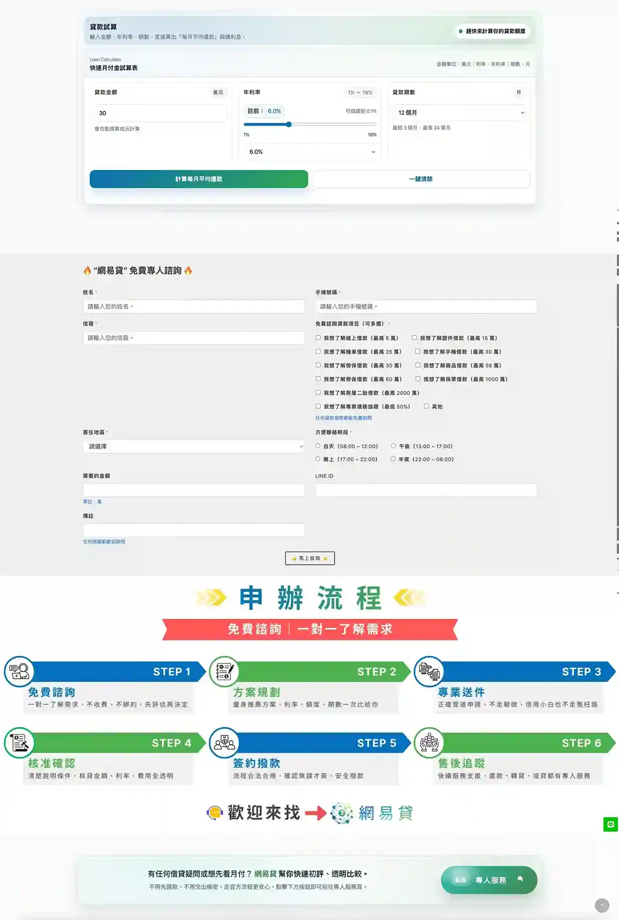 網易貸 網頁畫面