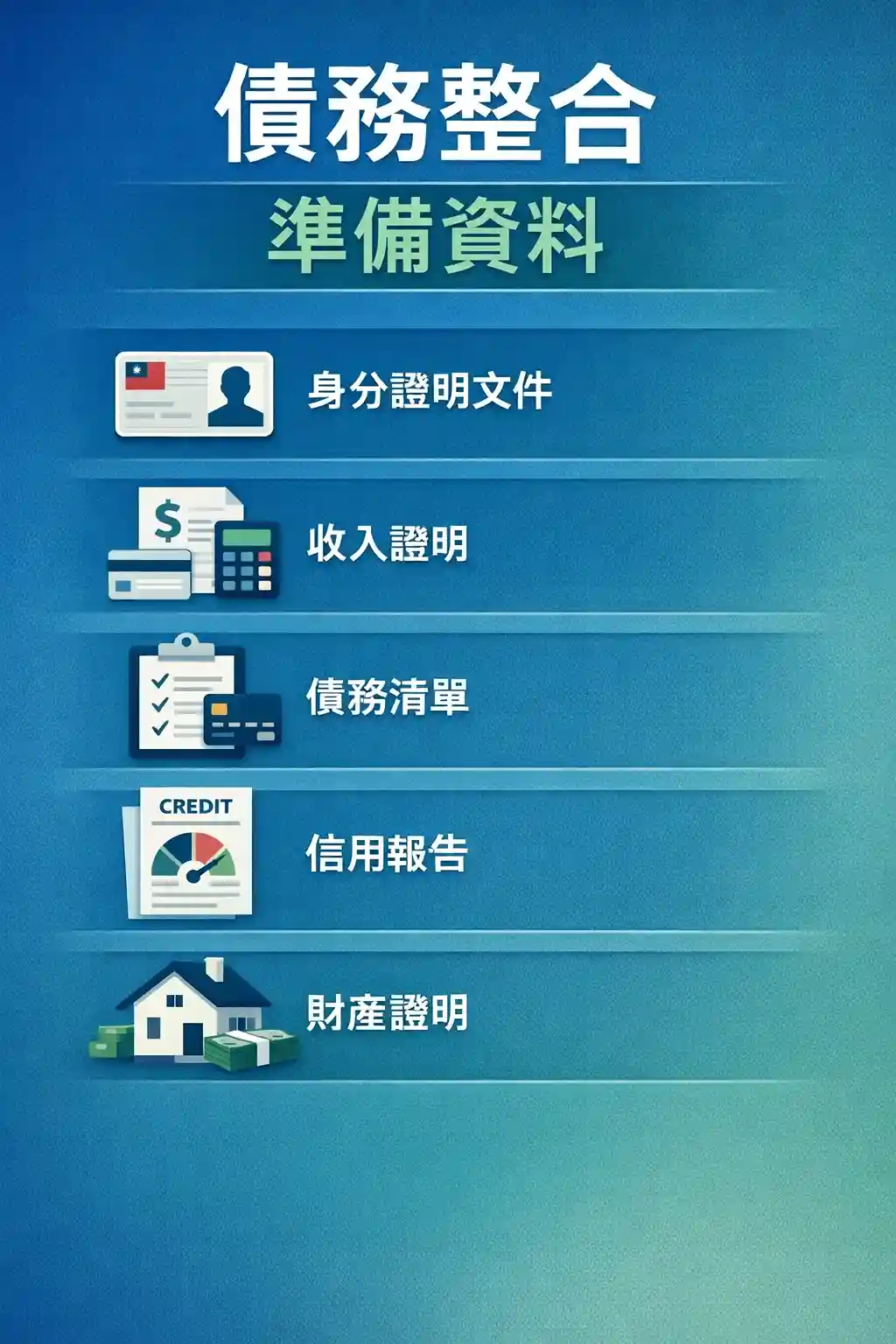 債務整合申辦要準備什麼資料？