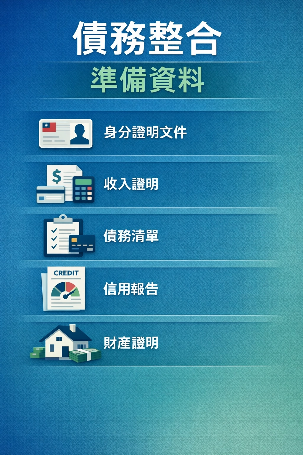 債務整合申辦要準備什麼資料？