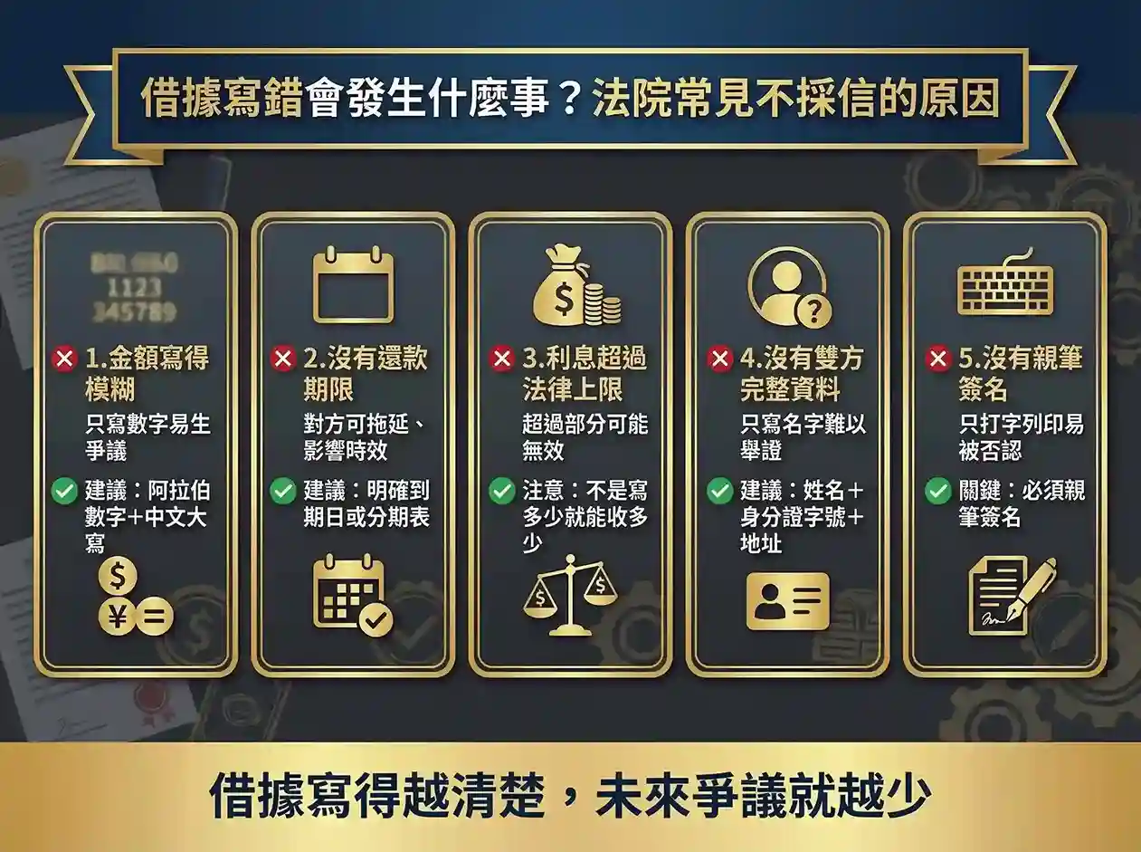 借據寫錯會發生什麼事?法院常見不採信的原因