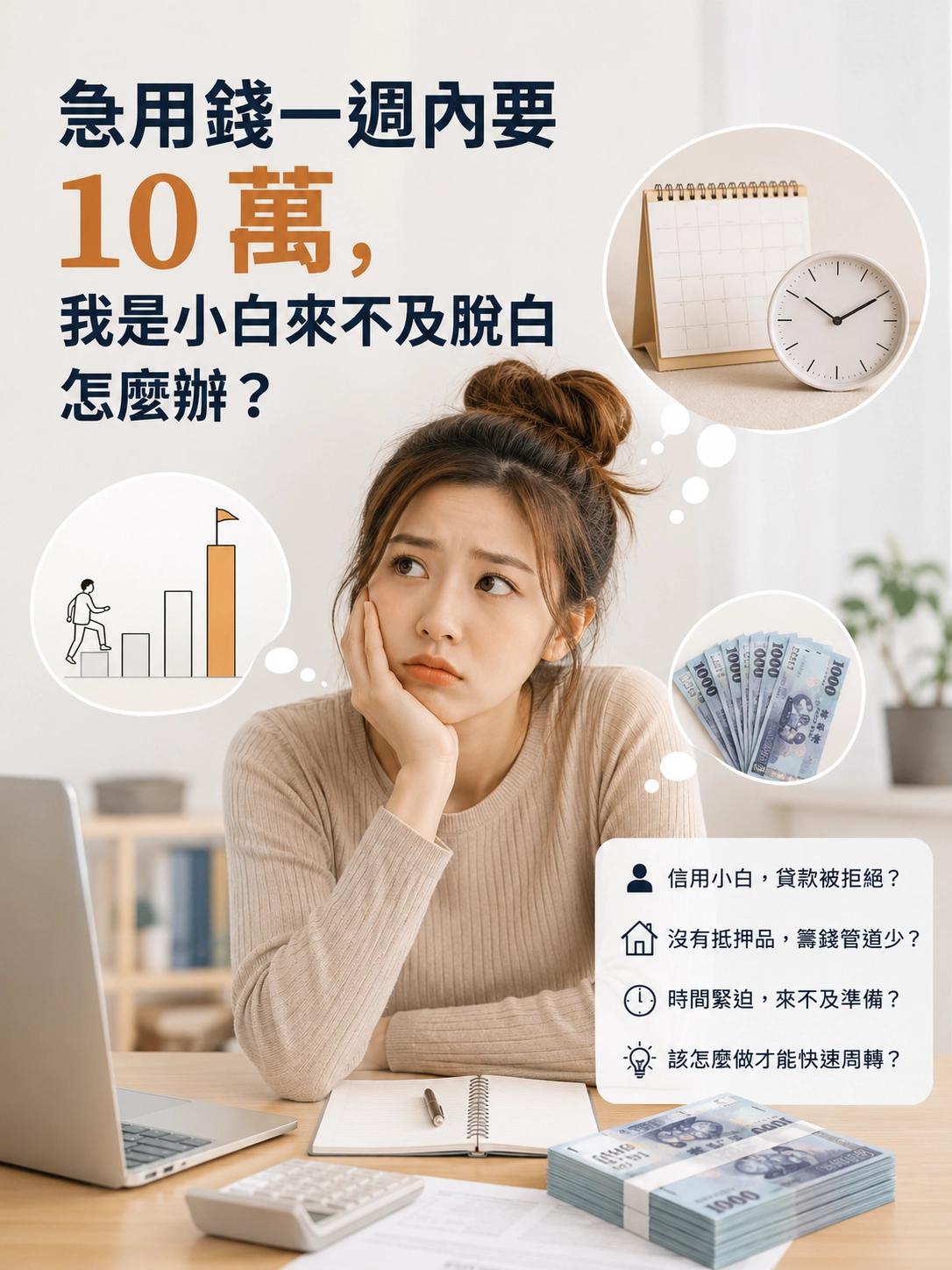 急用錢一週內要 10 萬，我是小白來不及脫白怎麼辦？