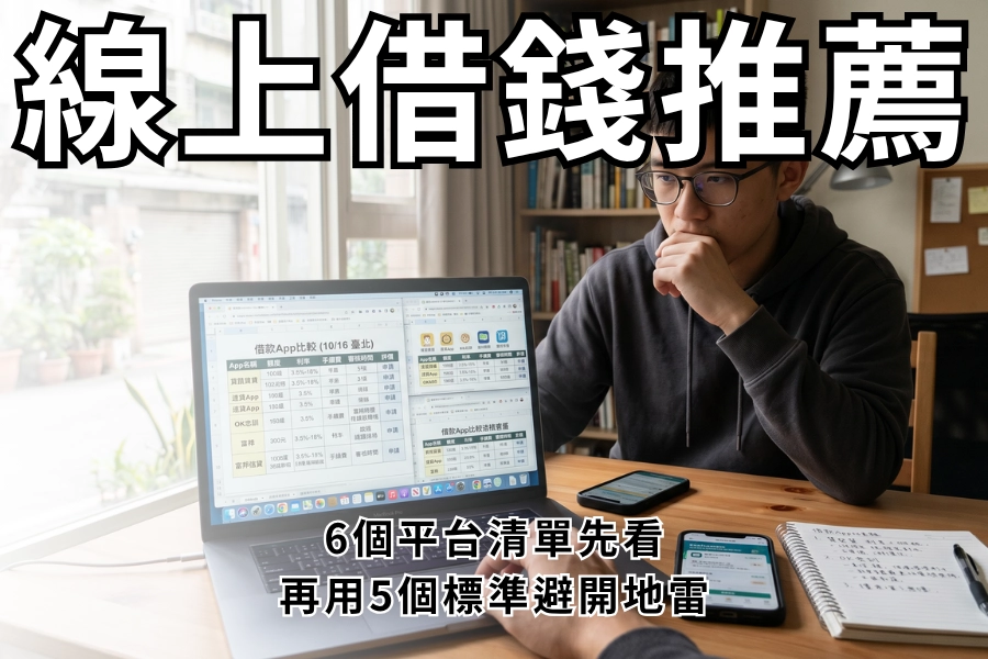 2026線上借錢推薦：6個平台清單先看，再用5個標準避開地雷